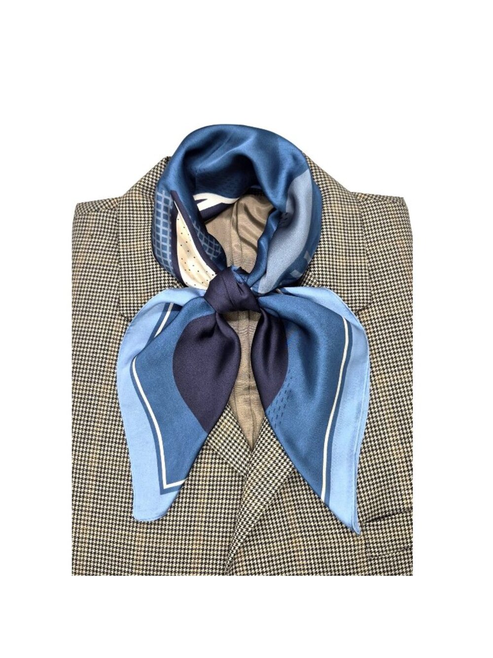 ✨Geometric Scarf Retro Silky Square Neck Wrap Abstract Accessory Hijab Blue New